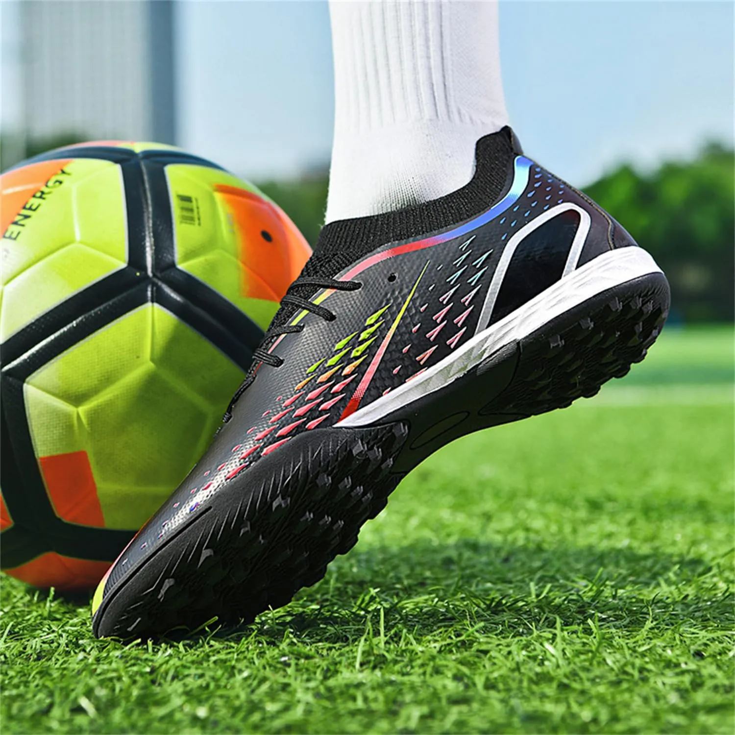 MDPCX Men's and Women's Football Shoes Non-Slip Shoes Professional high-top Breathable Non-Slip Sports Football Shoes Outdoor Indoor TF/AG