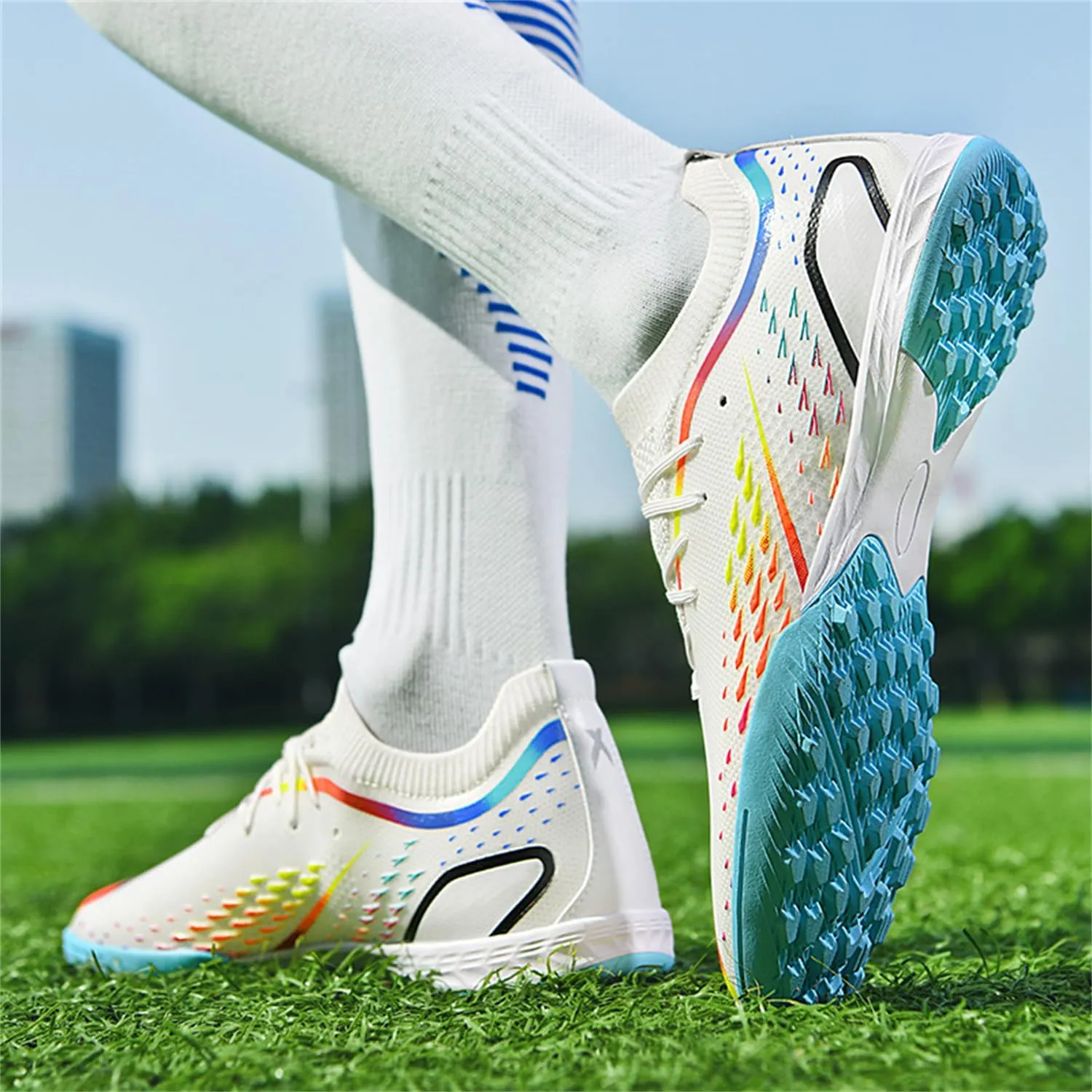 MDPCX Men's and Women's Football Shoes Non-Slip Shoes Professional high-top Breathable Non-Slip Sports Football Shoes Outdoor Indoor TF/AG