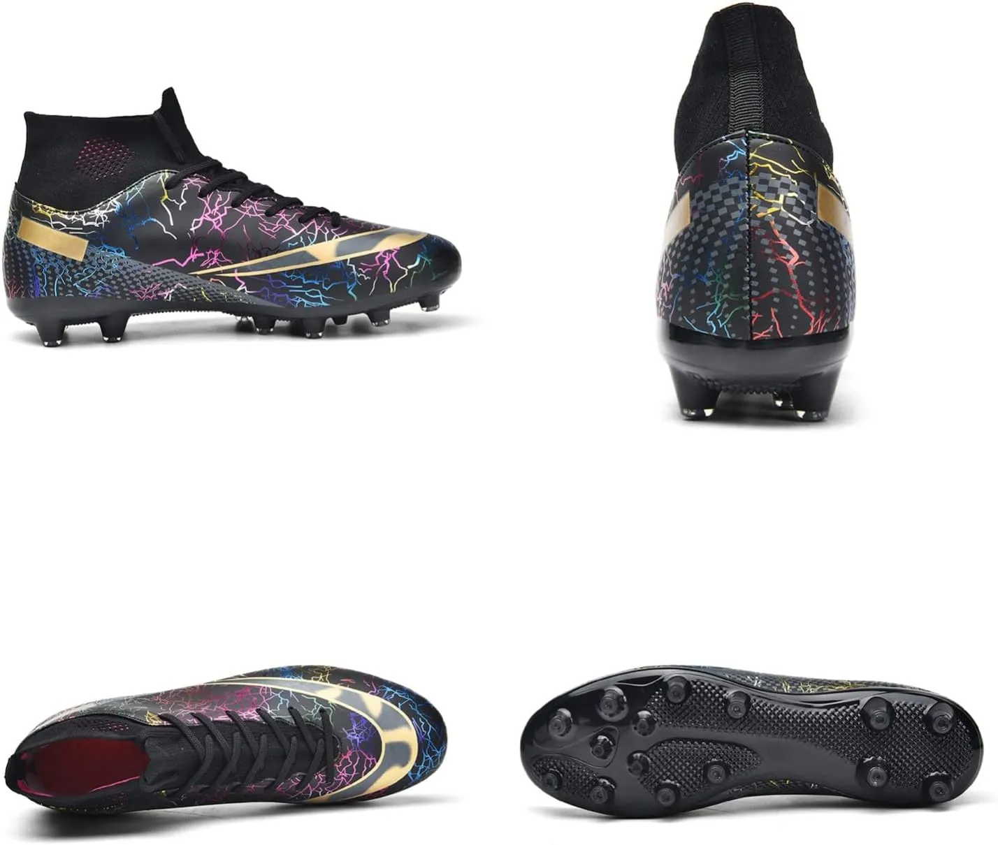 MDPCX Men's and Women's Football Shoes Non-Slip Shoes Professional high-top Breathable Non-Slip Sports Football Shoes Outdoor Indoor TF/AG