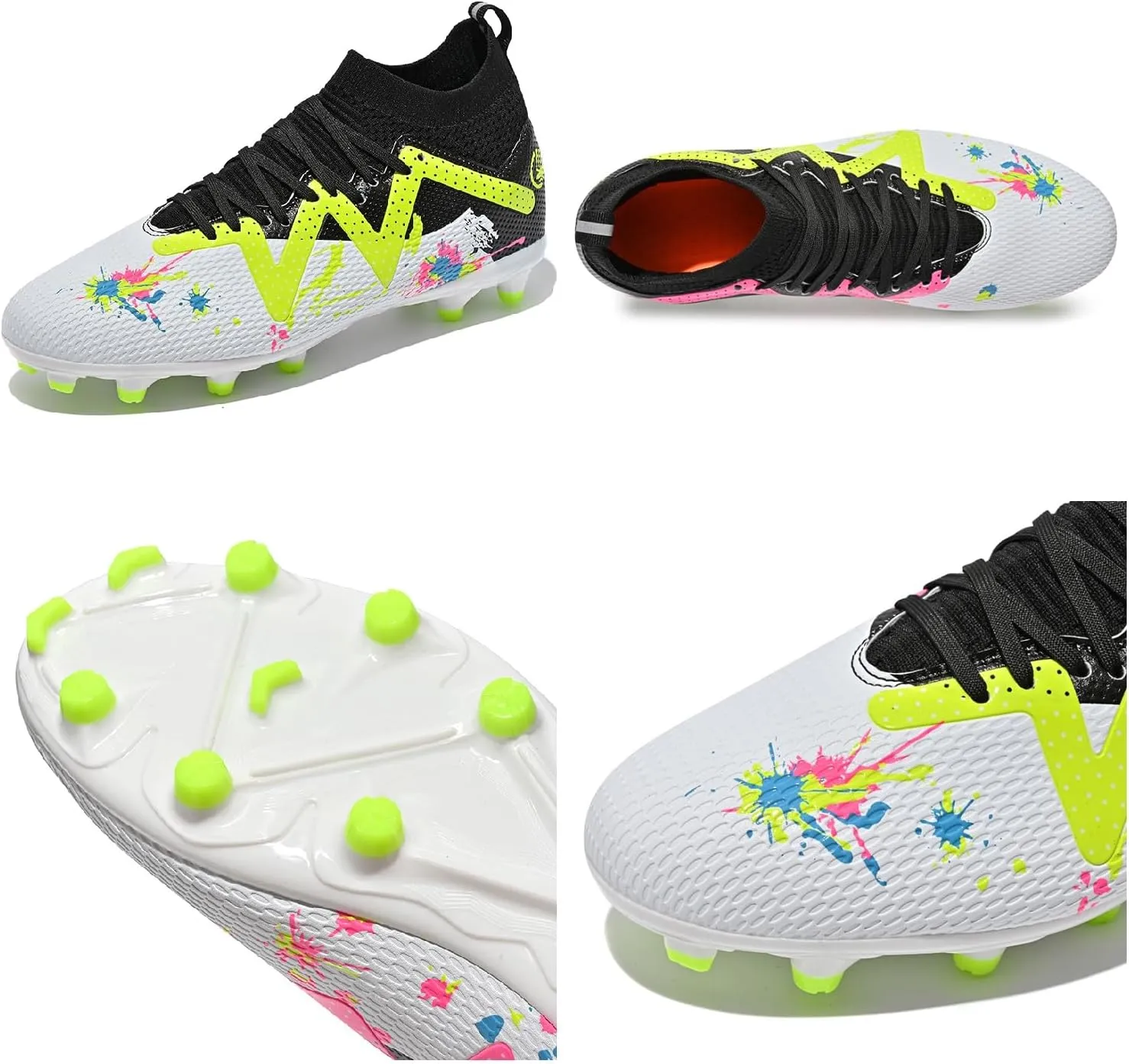 MDPCX Men's and Women's Football Shoes Non-Slip Shoes Professional high-top Breathable Non-Slip Sports Football Shoes Outdoor Indoor TF/AG