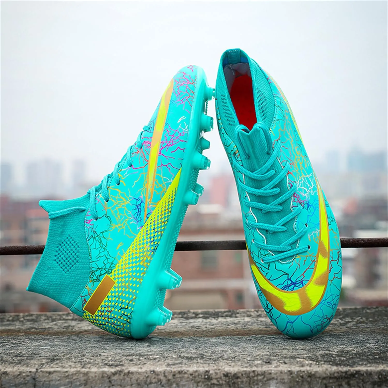 MDPCX Men's and Women's Football Shoes Non-Slip Shoes Professional high-top Breathable Non-Slip Sports Football Shoes Outdoor Indoor TF/AG