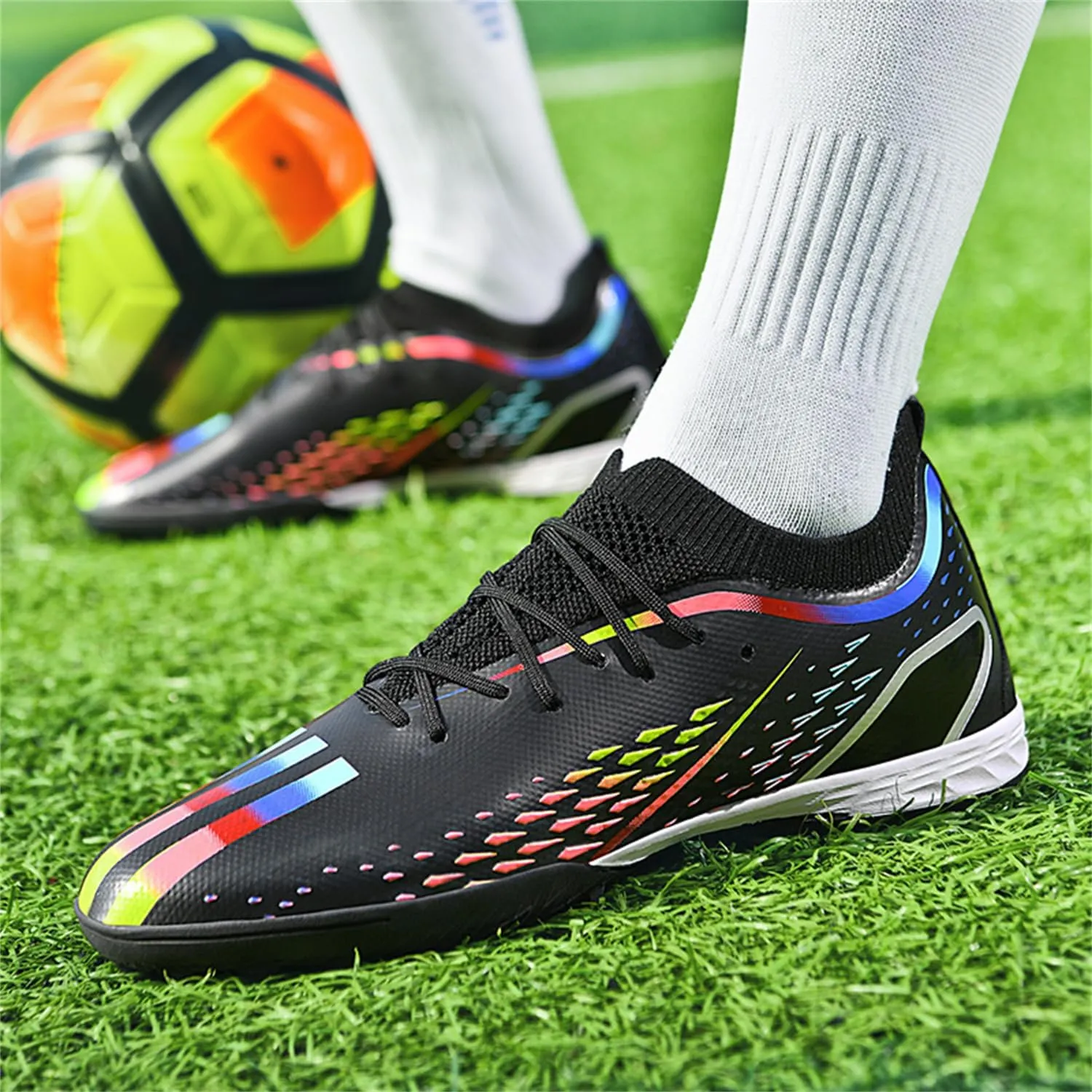 MDPCX Men's and Women's Football Shoes Non-Slip Shoes Professional high-top Breathable Non-Slip Sports Football Shoes Outdoor Indoor TF/AG