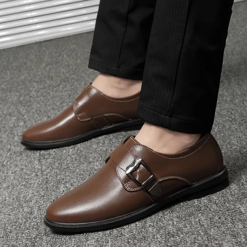 Men Pointed Black Brown Dress Business Suit Casual Shoes Monk Strap Loafers Party Wedding Dress Homecoming Footwear
