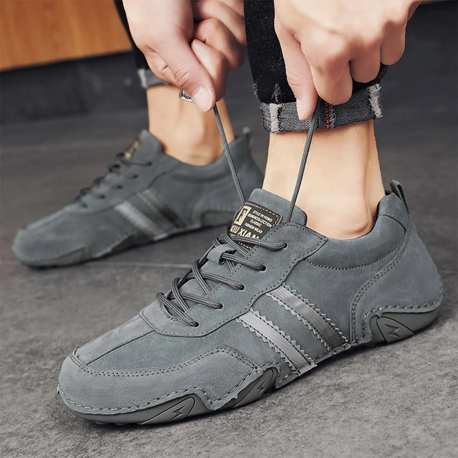 Men Running Shoe Leather Hiking Shoes Mens Comfortable Mens Outdoor Non Slip Hiking Shoes Sneakers Walking Shoes for Men