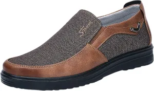 Men Slip on Walking Shoes Comfy Knitted Loafers Memory Foam Breathable Fashion Sneakers Non Slip Arch Support Vacation Athletic Running Shoes