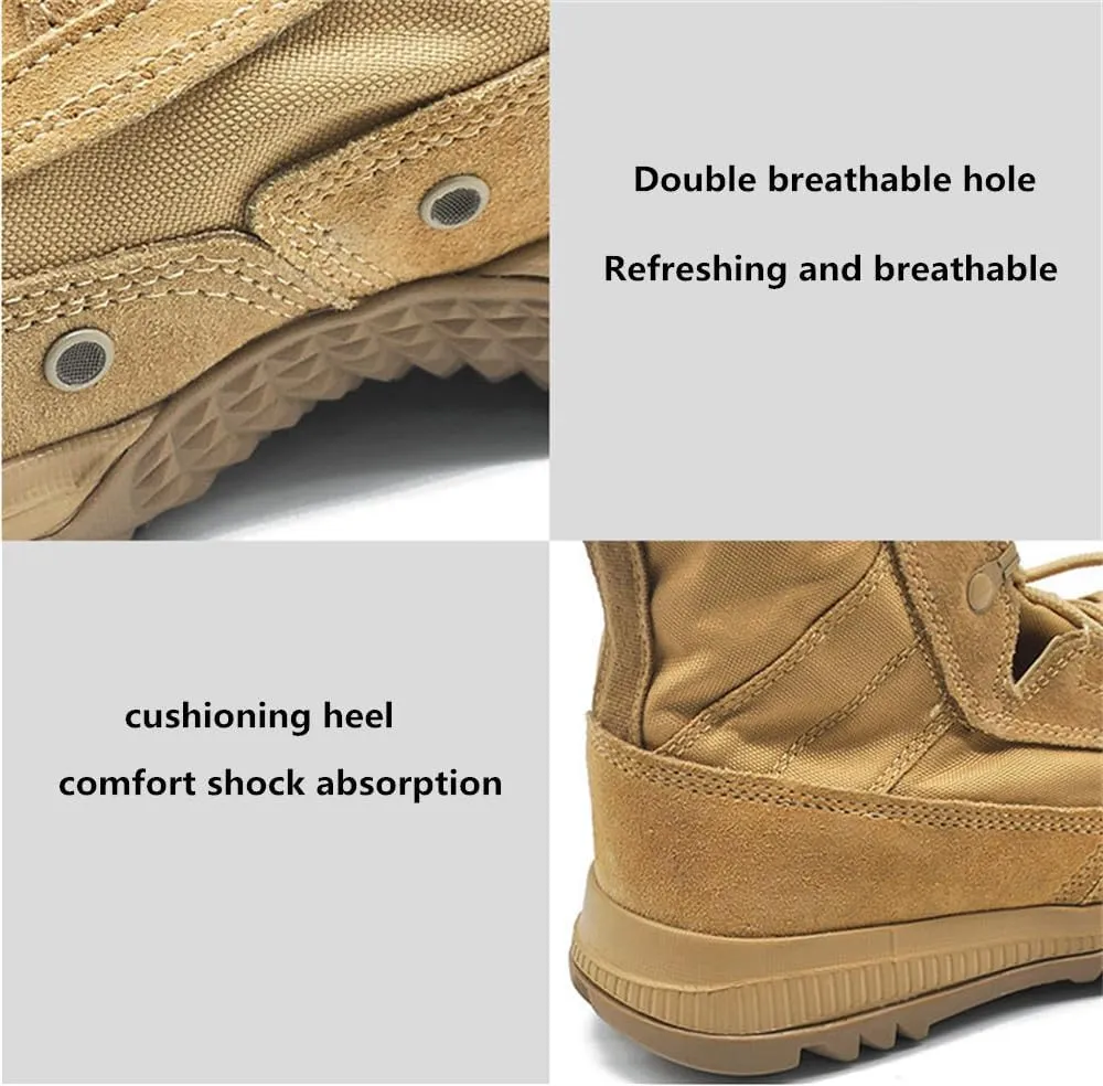 Men's 8 Inches Military Tactical Boots with Side Zipper, Desert Combat Boots, Lightweight Anti-slip and Waterproof Hiking Boots