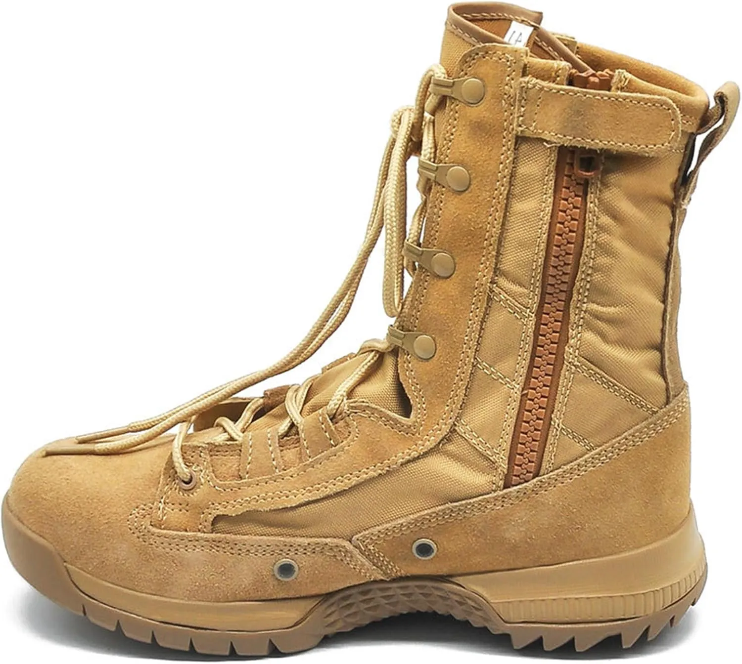 Men's 8 Inches Military Tactical Boots with Side Zipper, Desert Combat Boots, Lightweight Anti-slip and Waterproof Hiking Boots