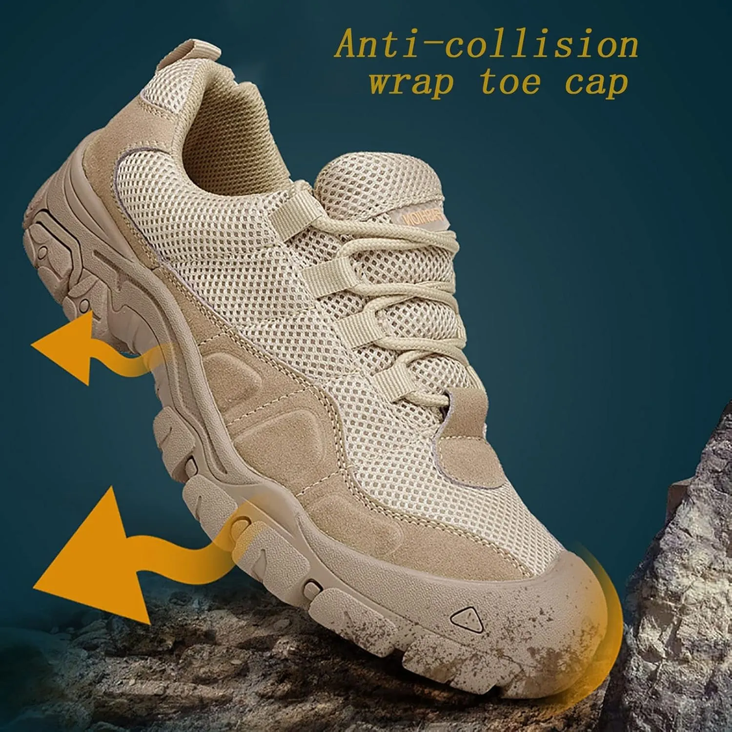 Men's Breathable Military Boots, Spring and Autumn Men's Outdoor Casual Wear-resistant Outsole Hiking Shoes, for Military Desert Waterproof Tactical Boots