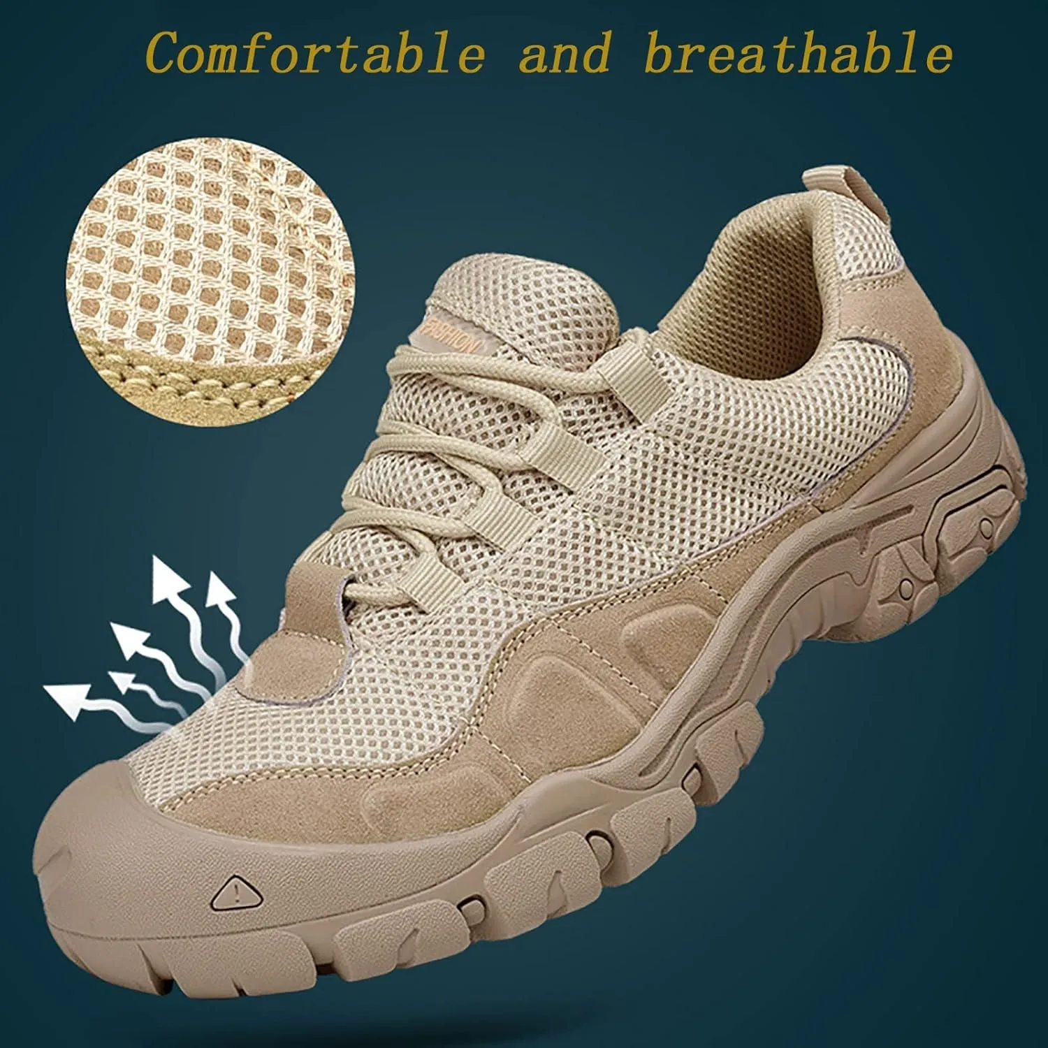 Men's Breathable Military Boots, Spring and Autumn Men's Outdoor Casual Wear-resistant Outsole Hiking Shoes, for Military Desert Waterproof Tactical Boots