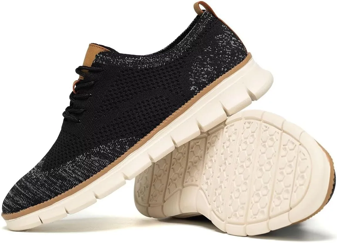 Men's Casual Dress Business Oxfords Shoes Breathable Knit Classic Leisure Fashion Sneakers Lightweight Comfortable Walking Shoes