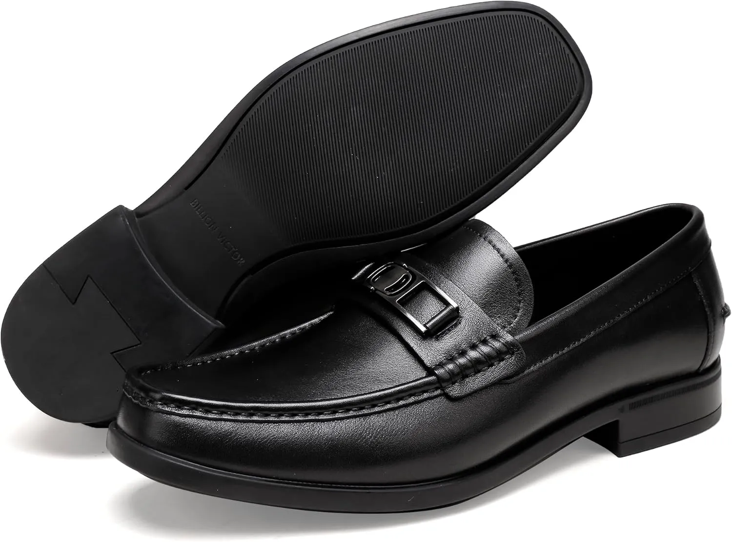 Men's Casual Dress Shoes, Premium Leather Formal Buckle Dress Loafers