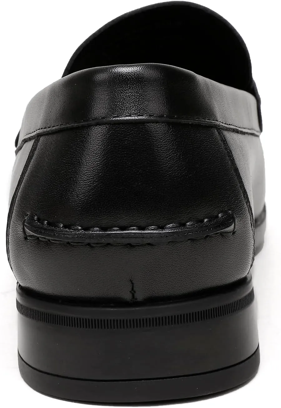 Men's Casual Dress Shoes, Premium Leather Formal Buckle Dress Loafers