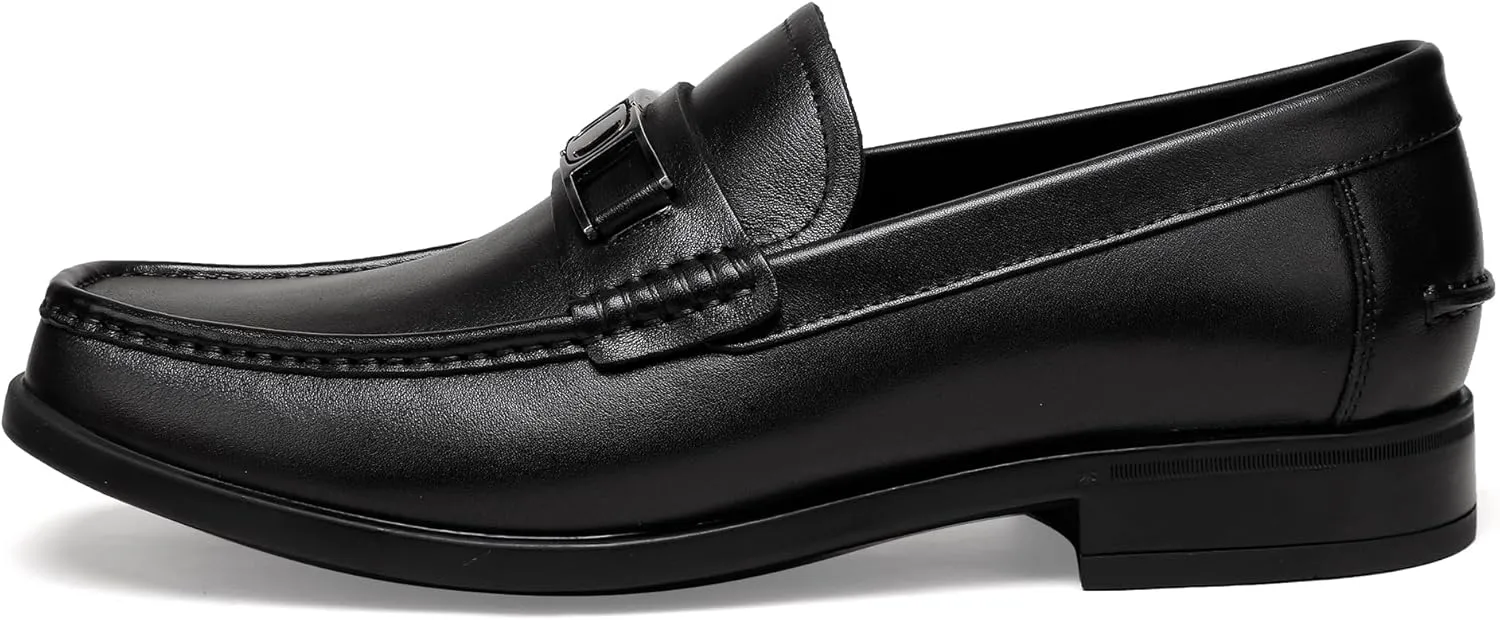 Men's Casual Dress Shoes, Premium Leather Formal Buckle Dress Loafers