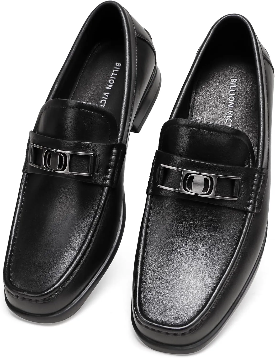 Men's Casual Dress Shoes, Premium Leather Formal Buckle Dress Loafers