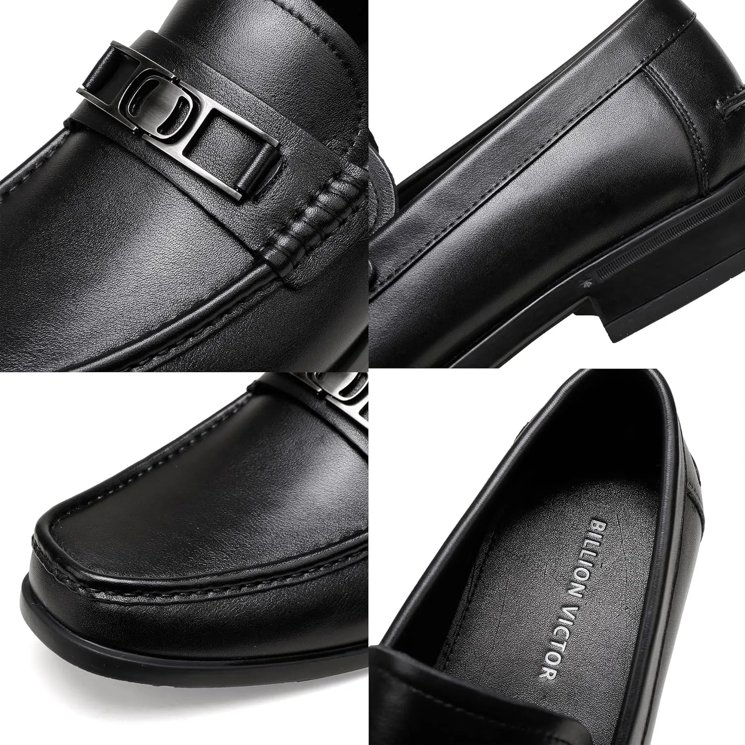 Men's Casual Dress Shoes, Premium Leather Formal Buckle Dress Loafers