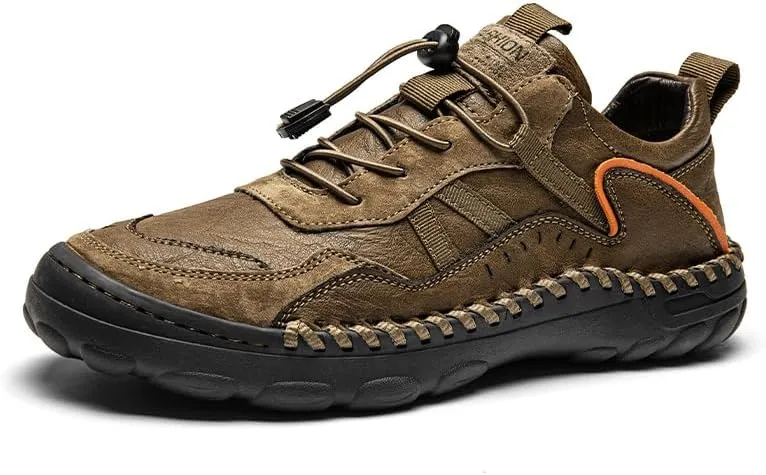 Mens Casual Walking Shoes Leather Oxfords Breathable Fashion Loafers Lightweight Non-Slip Sneakers