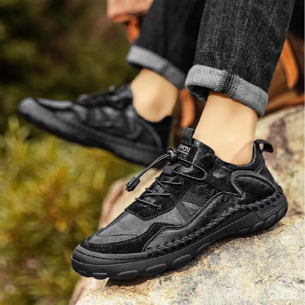 Mens Casual Walking Shoes Leather Oxfords Breathable Fashion Loafers Lightweight Non-Slip Sneakers