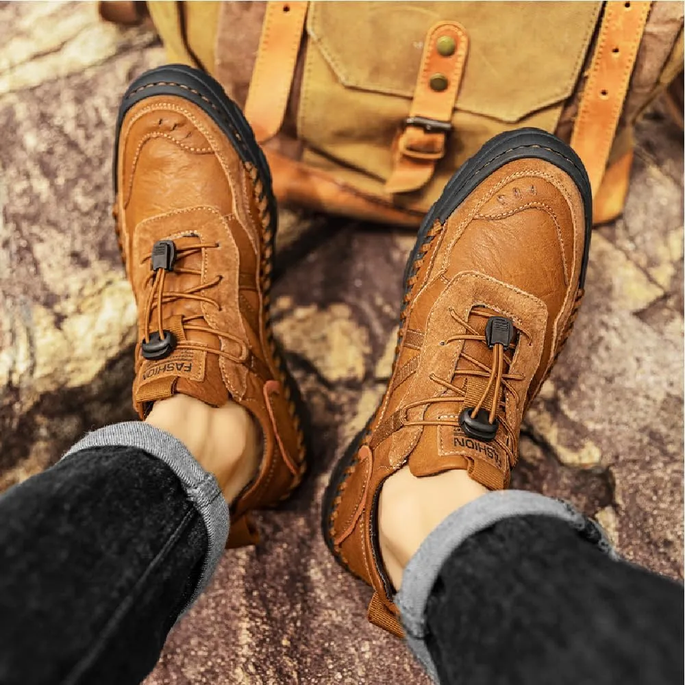 Mens Casual Walking Shoes Leather Oxfords Breathable Fashion Loafers Lightweight Non-Slip Sneakers