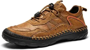 Mens Casual Walking Shoes Leather Oxfords Breathable Fashion Loafers Lightweight Non-Slip Sneakers