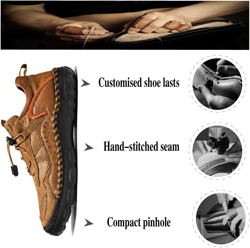Mens Casual Walking Shoes Leather Oxfords Breathable Fashion Loafers Lightweight Non-Slip Sneakers