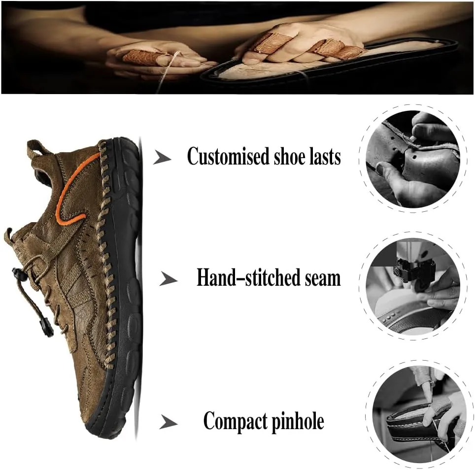 Mens Casual Walking Shoes Leather Oxfords Breathable Fashion Loafers Lightweight Non-Slip Sneakers