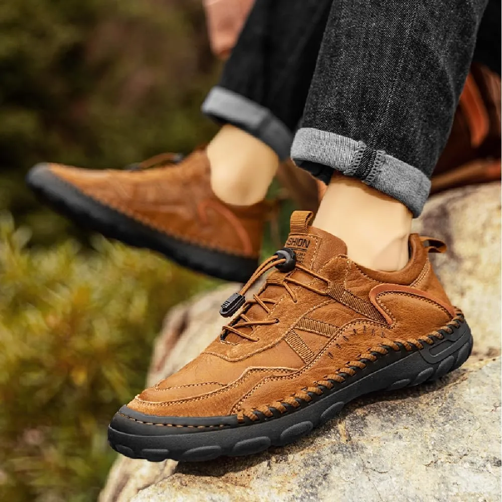 Mens Casual Walking Shoes Leather Oxfords Breathable Fashion Loafers Lightweight Non-Slip Sneakers
