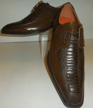 Mens Chocolate Brown Classic Fashion Crocolook Dress Shoes Antonio Cerrelli 6536
