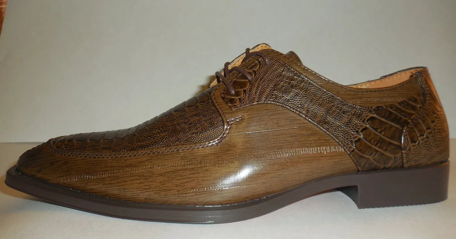 Mens Chocolate Brown Classic Fashion Crocolook Dress Shoes Antonio Cerrelli 6536