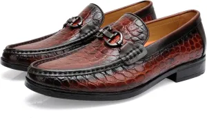 Men's Crocodile Printed Leather Dress Shoes Casual Loafer Slip on for Men
