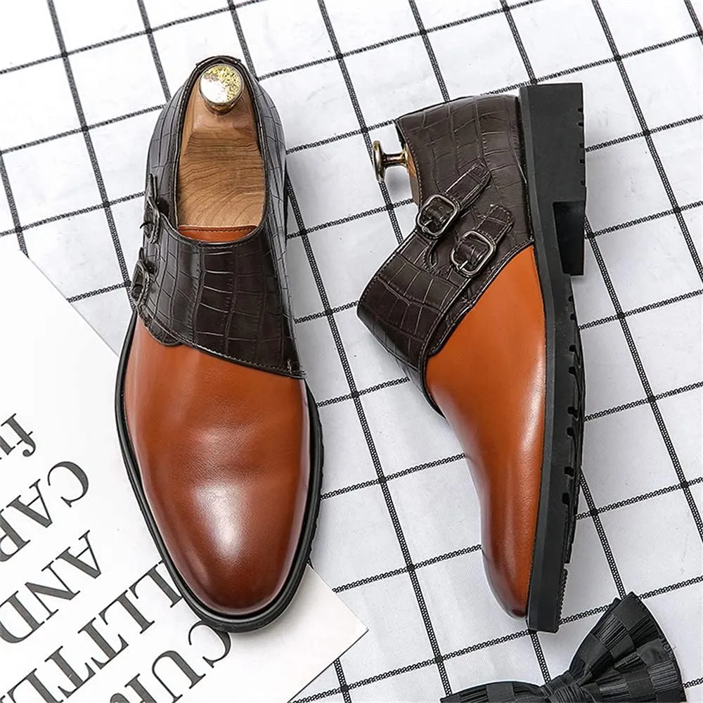 Mens Double Monk Strap Slip on Loafer Leather Formal Business Casual Comfortable Dress Shoes for Men