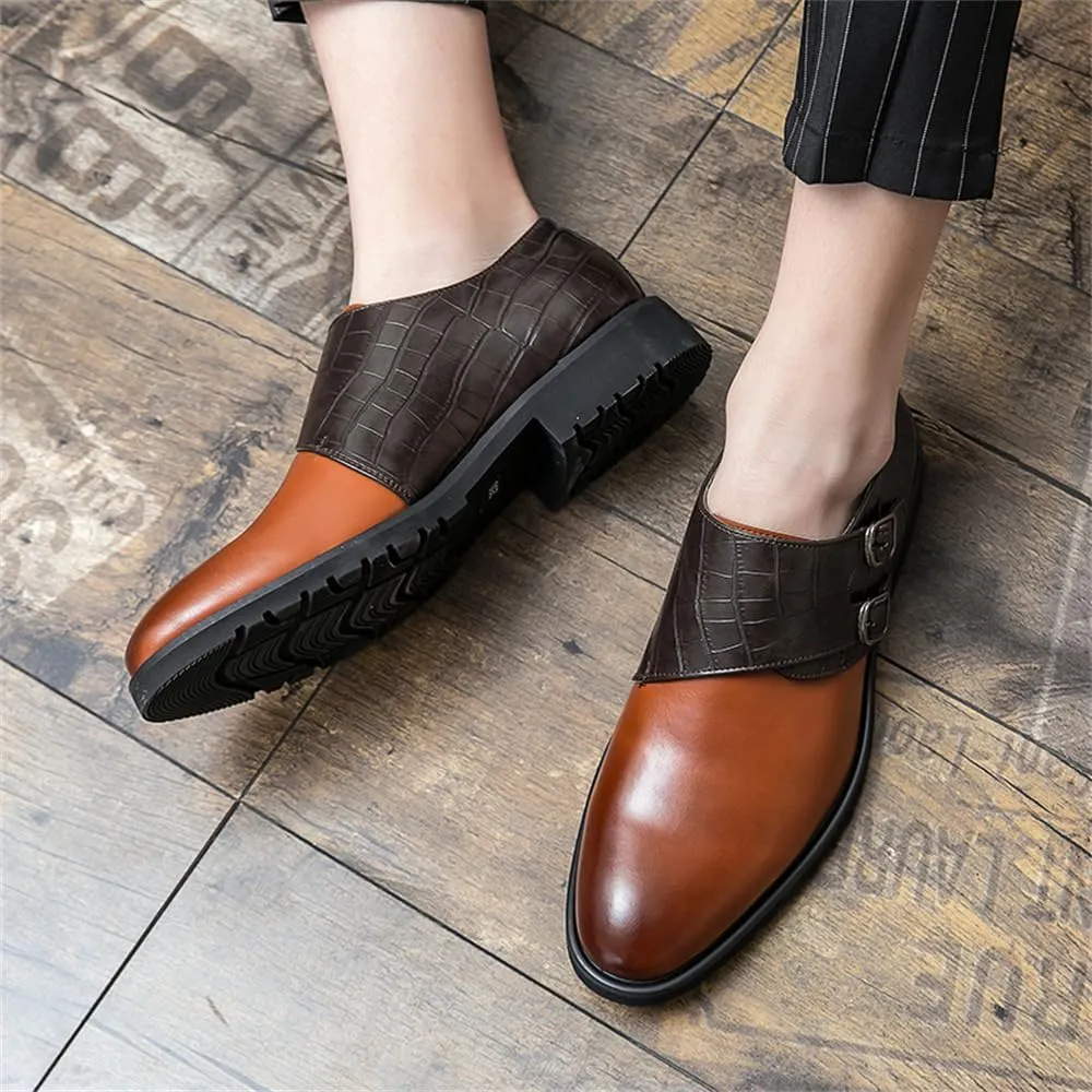 Mens Double Monk Strap Slip on Loafer Leather Formal Business Casual Comfortable Dress Shoes for Men