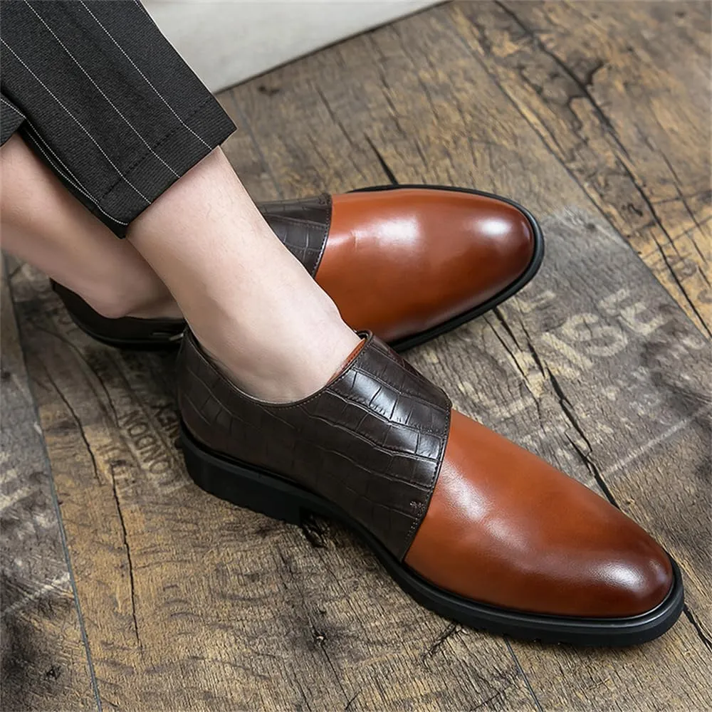 Mens Double Monk Strap Slip on Loafer Leather Formal Business Casual Comfortable Dress Shoes for Men