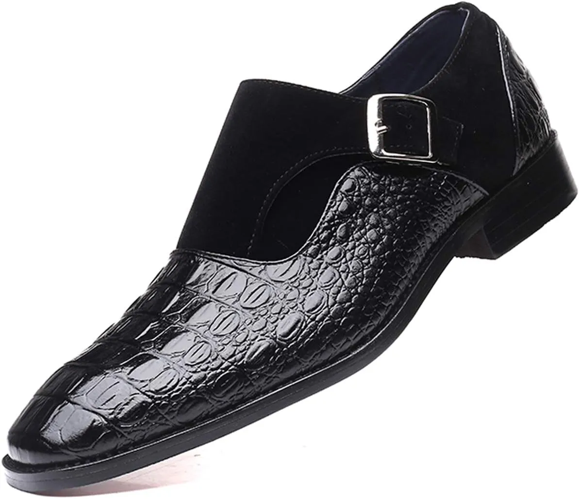 Men's Dress Loafer Shoes Monk Strap Plain Toe Slip On Loafers Fashion Formal Business Dress Shoes