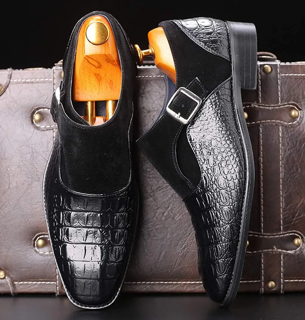 Men's Dress Loafer Shoes Monk Strap Plain Toe Slip On Loafers Fashion Formal Business Dress Shoes