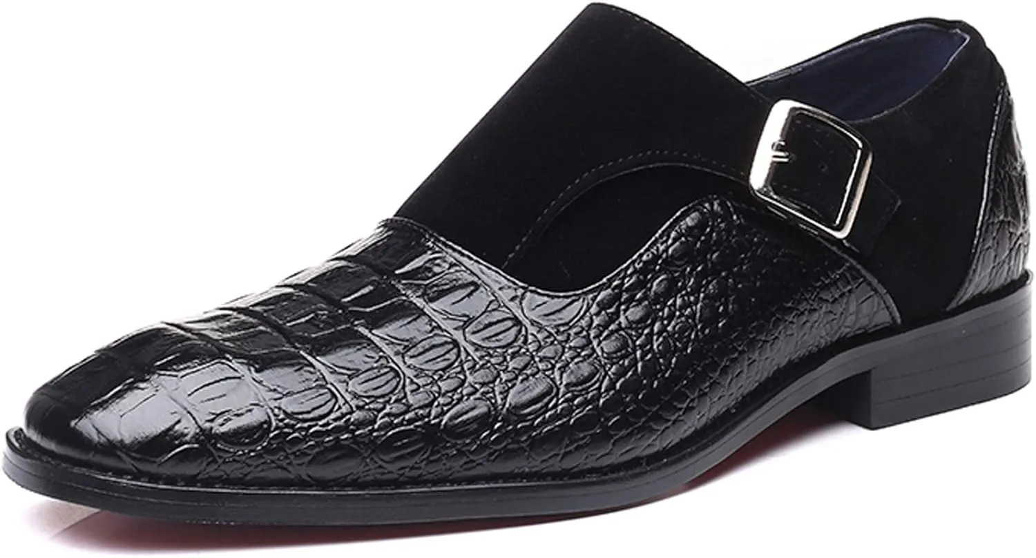 Men's Dress Loafer Shoes Monk Strap Plain Toe Slip On Loafers Fashion Formal Business Dress Shoes