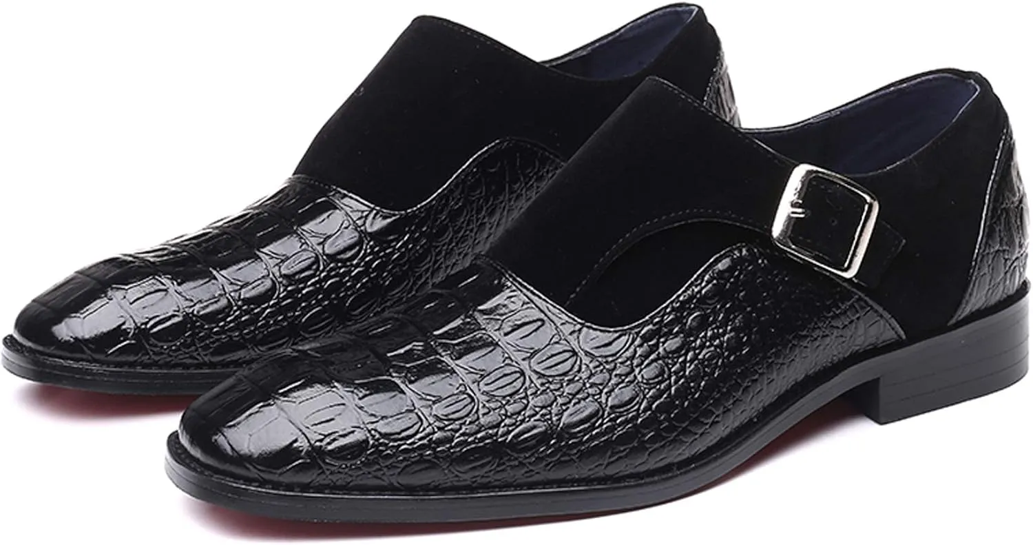 Men's Dress Loafer Shoes Monk Strap Plain Toe Slip On Loafers Fashion Formal Business Dress Shoes