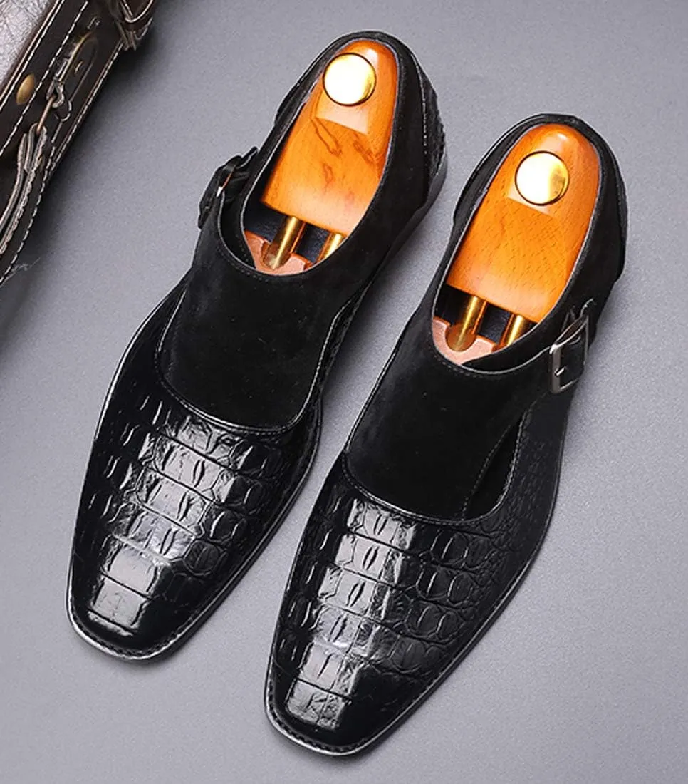 Men's Dress Loafer Shoes Monk Strap Plain Toe Slip On Loafers Fashion Formal Business Dress Shoes
