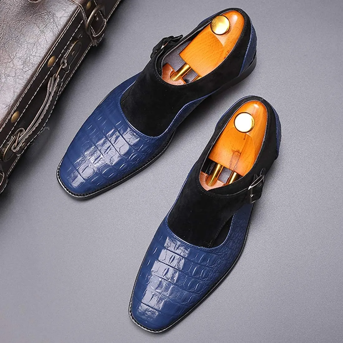 Men's Dress Loafer Shoes Monk Strap Plain Toe Slip On Loafers Fashion Formal Business Dress Shoes