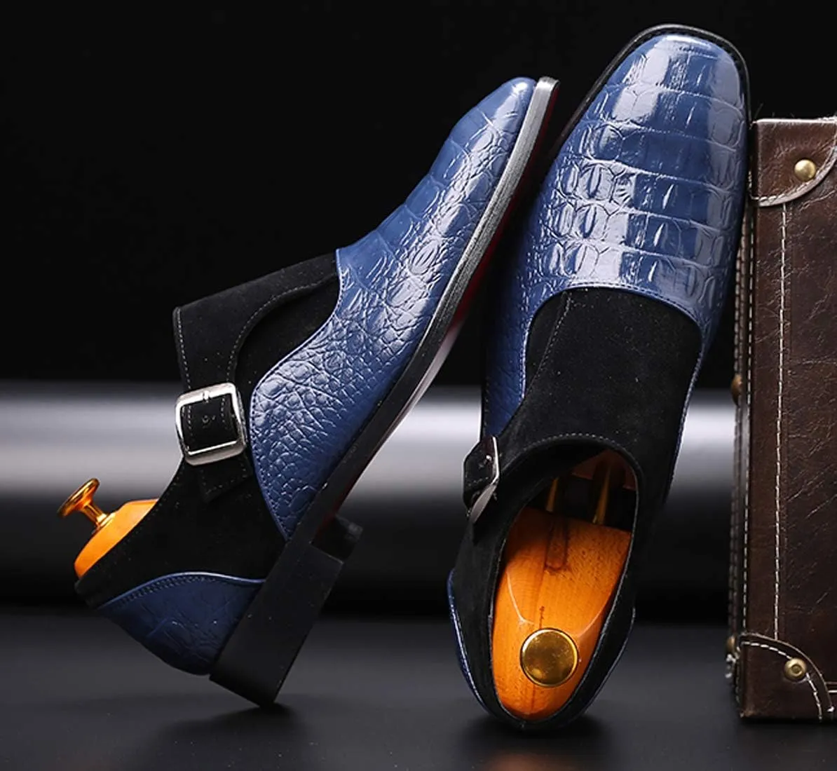 Men's Dress Loafer Shoes Monk Strap Plain Toe Slip On Loafers Fashion Formal Business Dress Shoes