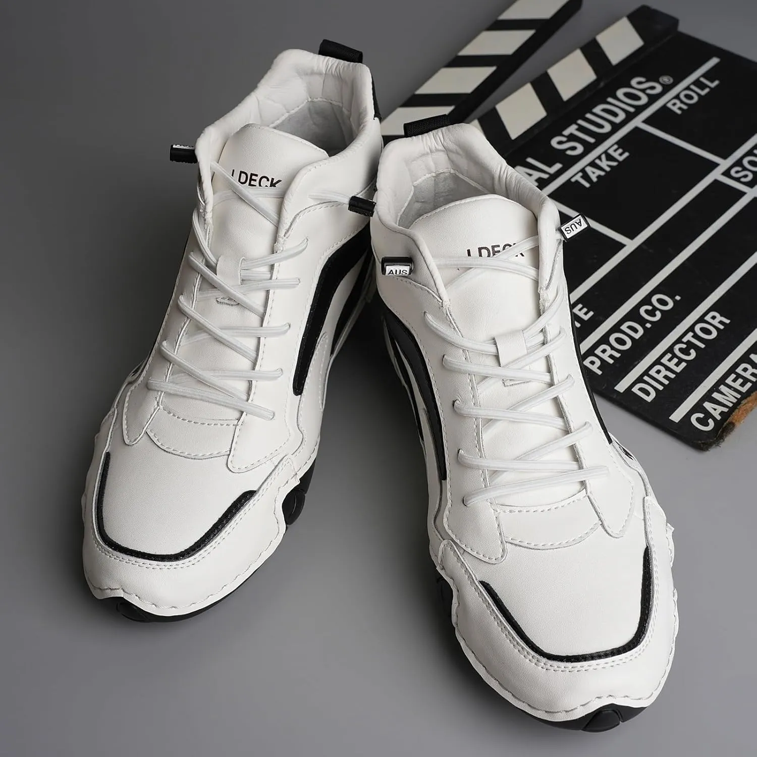 Men's Fashion Leather Waterproof Hiking Shoes Lightweight Lace Up Sports Sneakers Casual Slip-on Non-Slip Walking Shoes Chukka Boots (Color : White, Size : 9.5)