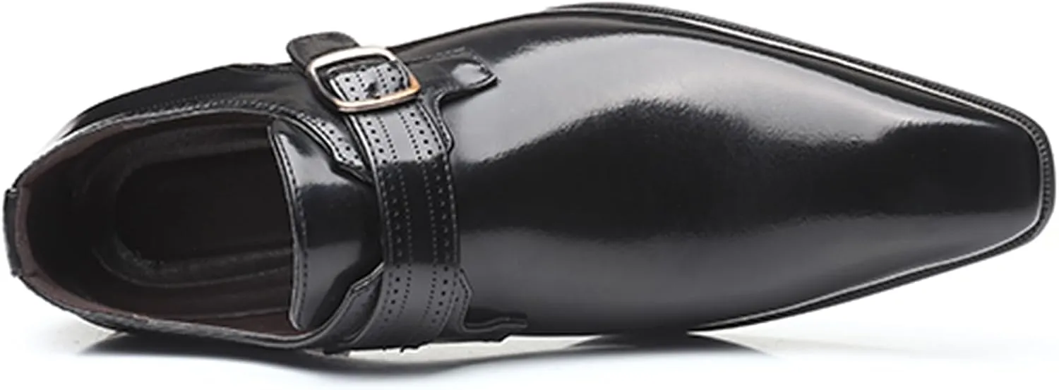 Men's Formal Oxford Shoes Slip On Single Monk Strap Leather Low Top Business Work Shoes Fashion Prom Wedding Formal Shoes