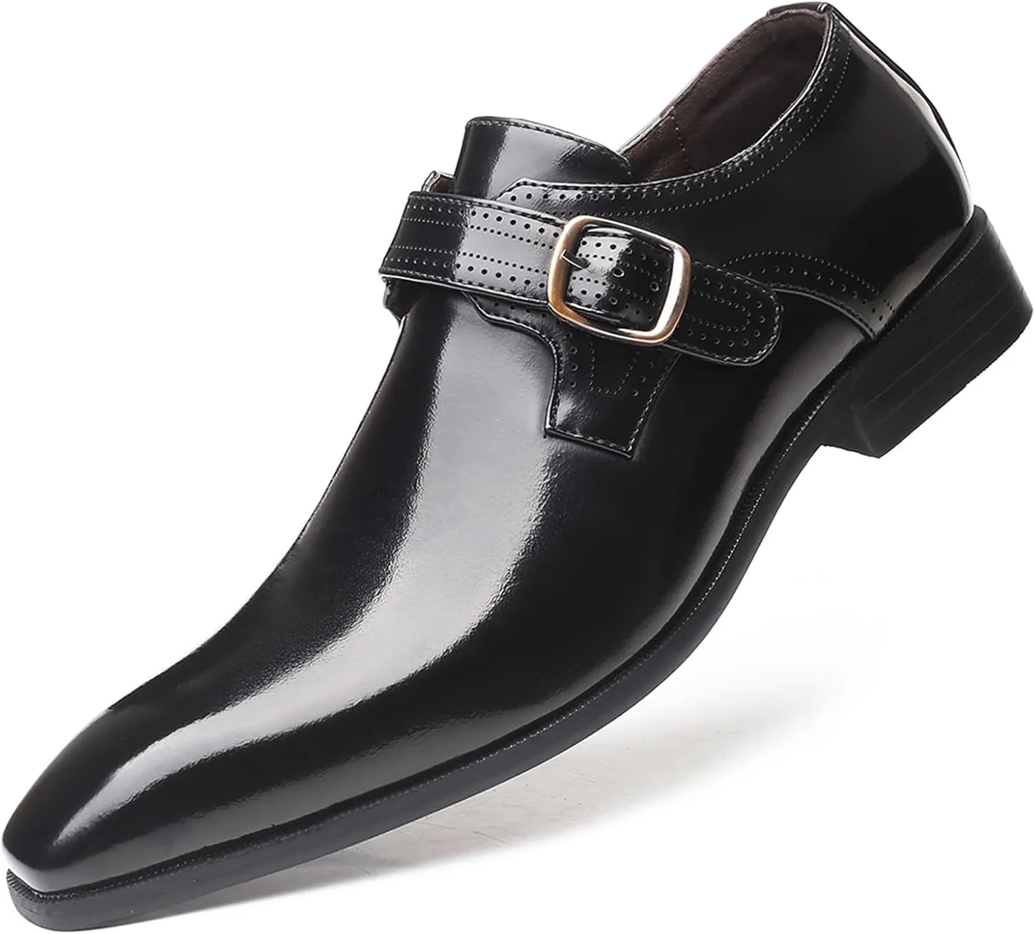 Men's Formal Oxford Shoes Slip On Single Monk Strap Leather Low Top Business Work Shoes Fashion Prom Wedding Formal Shoes