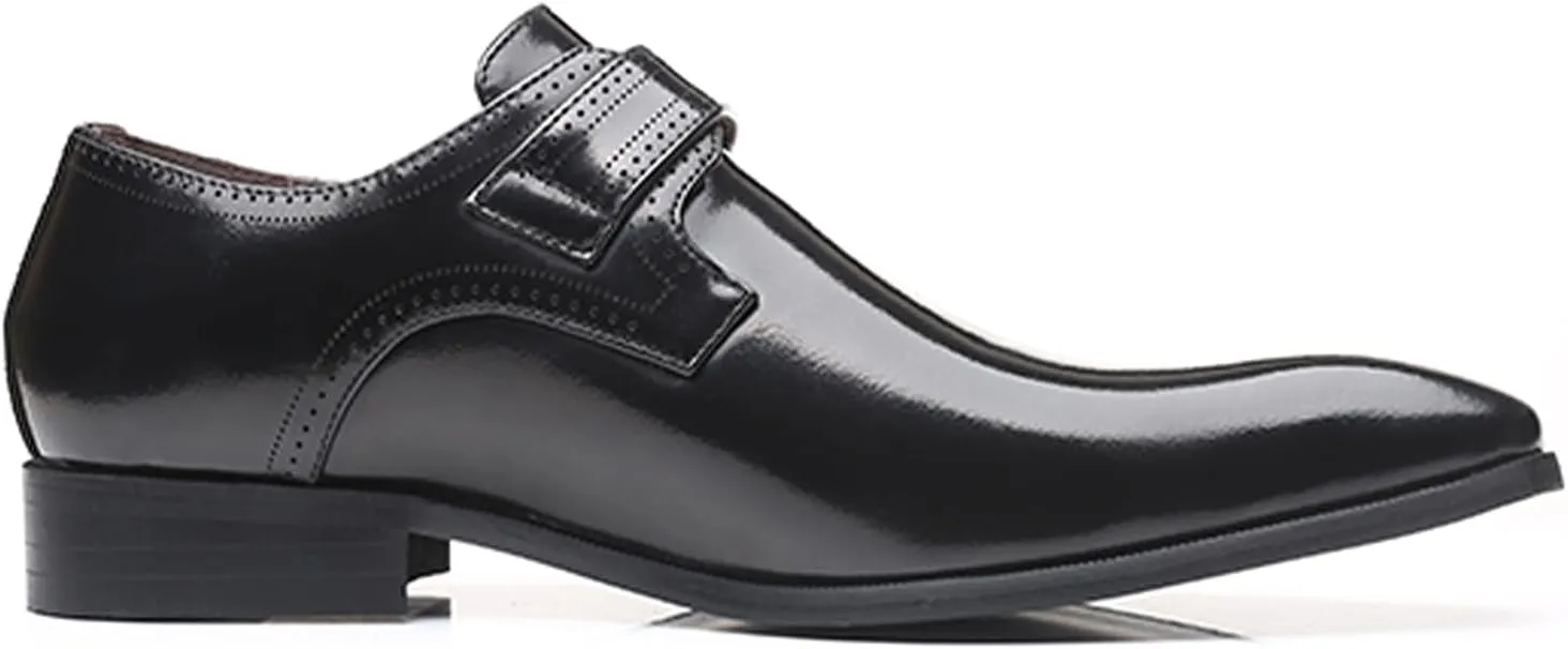 Men's Formal Oxford Shoes Slip On Single Monk Strap Leather Low Top Business Work Shoes Fashion Prom Wedding Formal Shoes