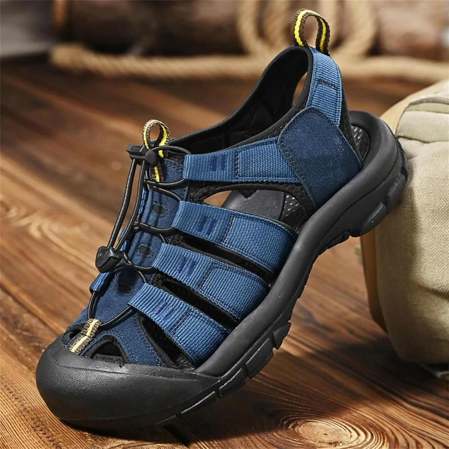 Men's Hiking Sandals - Leather Outdoor Shoes for Trekking and Fishing