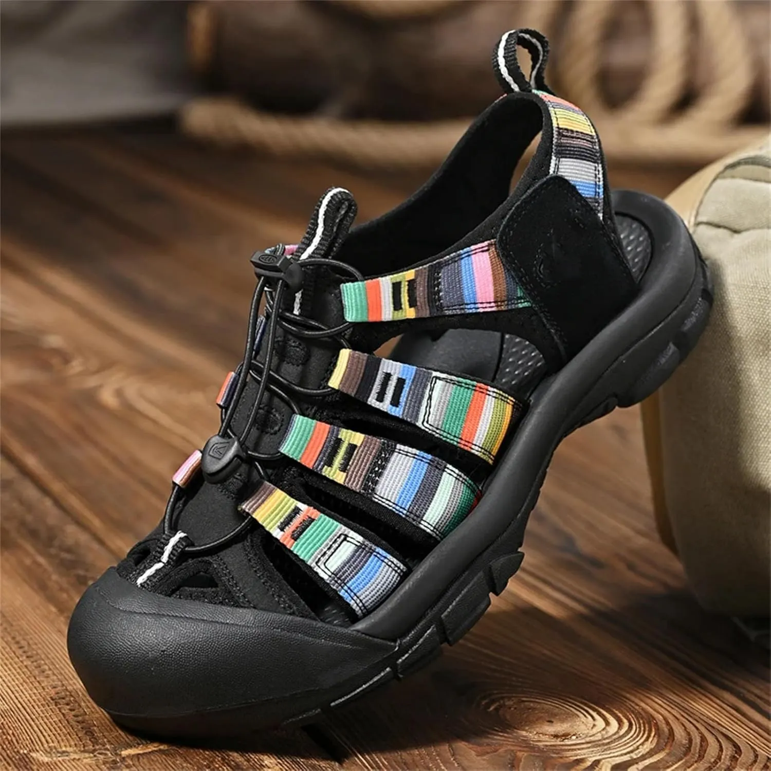 Men's Hiking Sandals - Leather Outdoor Shoes for Trekking and Fishing