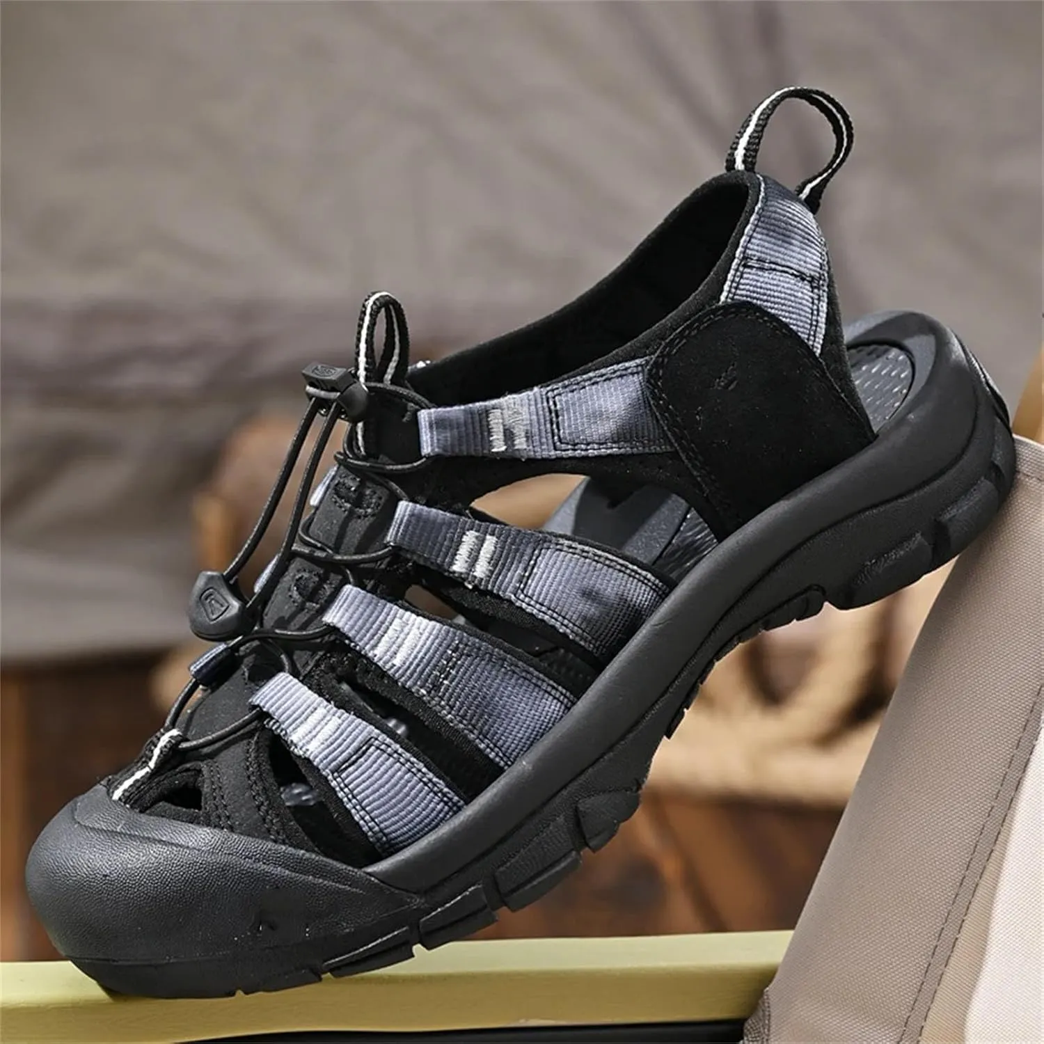 Men's Hiking Sandals - Leather Outdoor Shoes for Trekking and Fishing