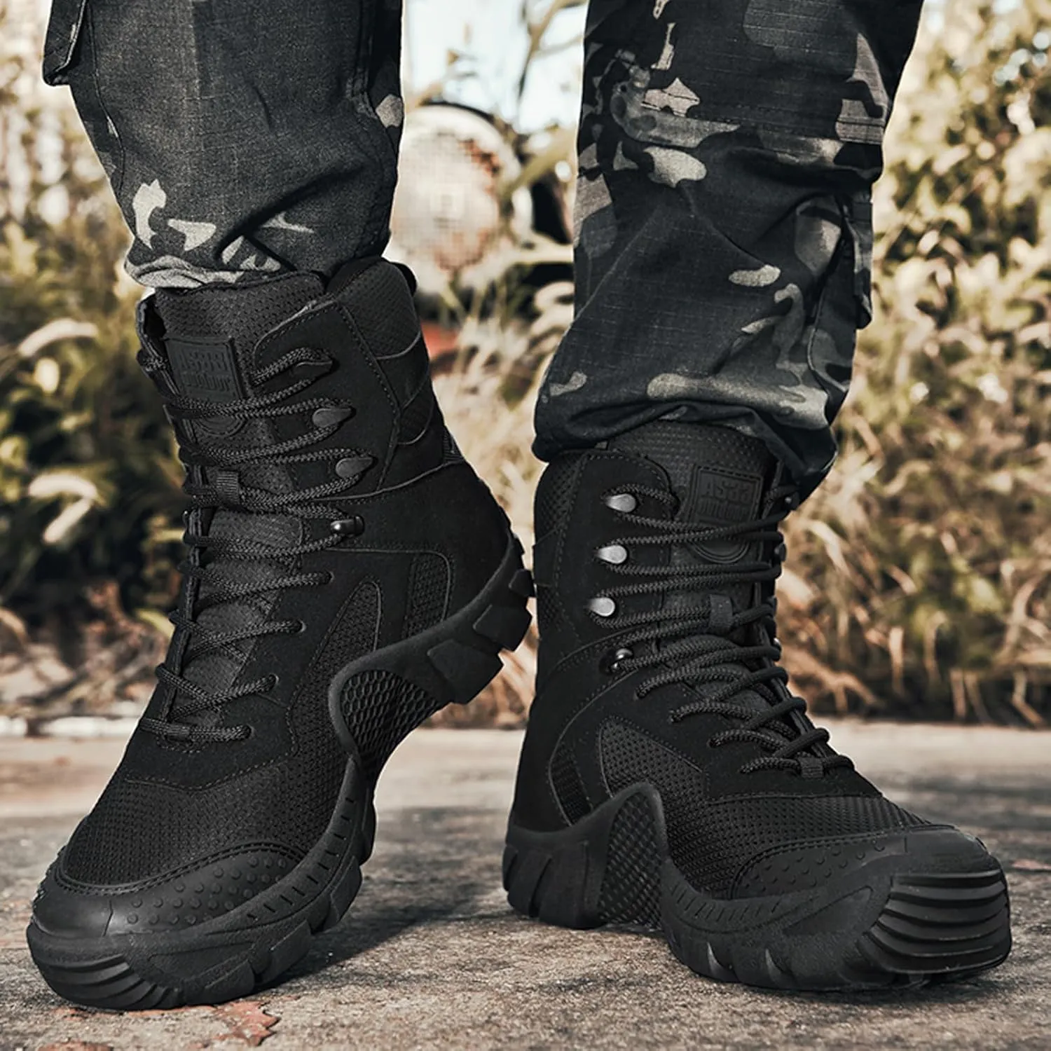 Men's Lace up Platform Waterproof Tactical Boots Round Toe Comfortable Warm Non Slip Military Boots for Hiking Adventure Outdoor Work Boots