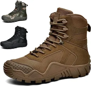 Men's Lace up Platform Waterproof Tactical Boots Round Toe Comfortable Warm Non Slip Military Boots for Hiking Adventure Outdoor Work Boots