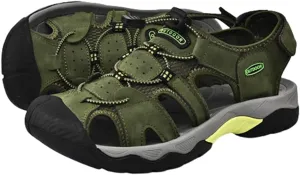 Mens Leather Sandals Beach Hiking Sandals Summer Comfortable Trekking Shoes Hiking Shoes Sports Outdoor with hook