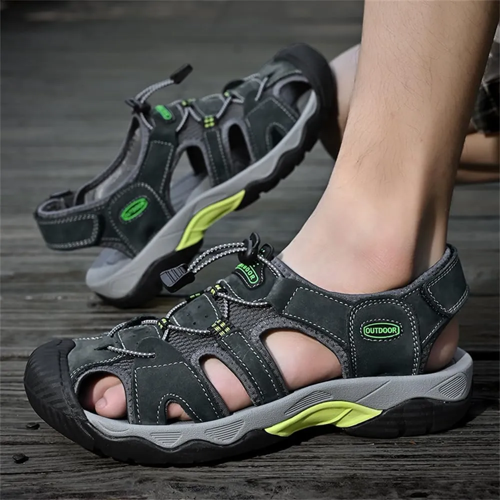 Mens Leather Sandals Beach Hiking Sandals Summer Comfortable Trekking Shoes Hiking Shoes Sports Outdoor with hook